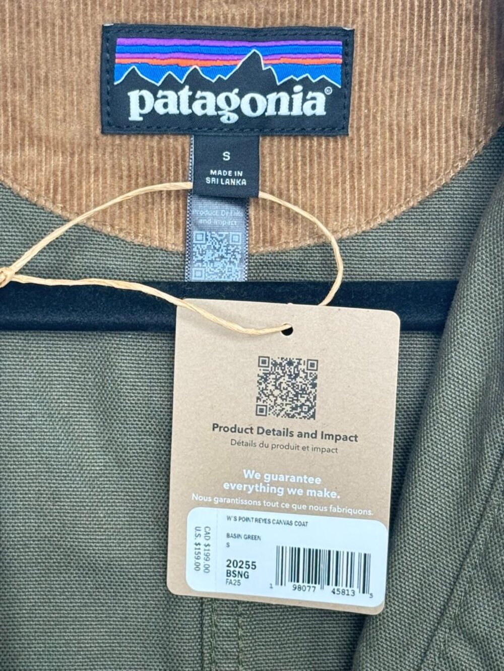 Patagonia Women's Point Reyes Canvas Coat 'Basin Green' 20255 BSNG - Picture 5 of 7